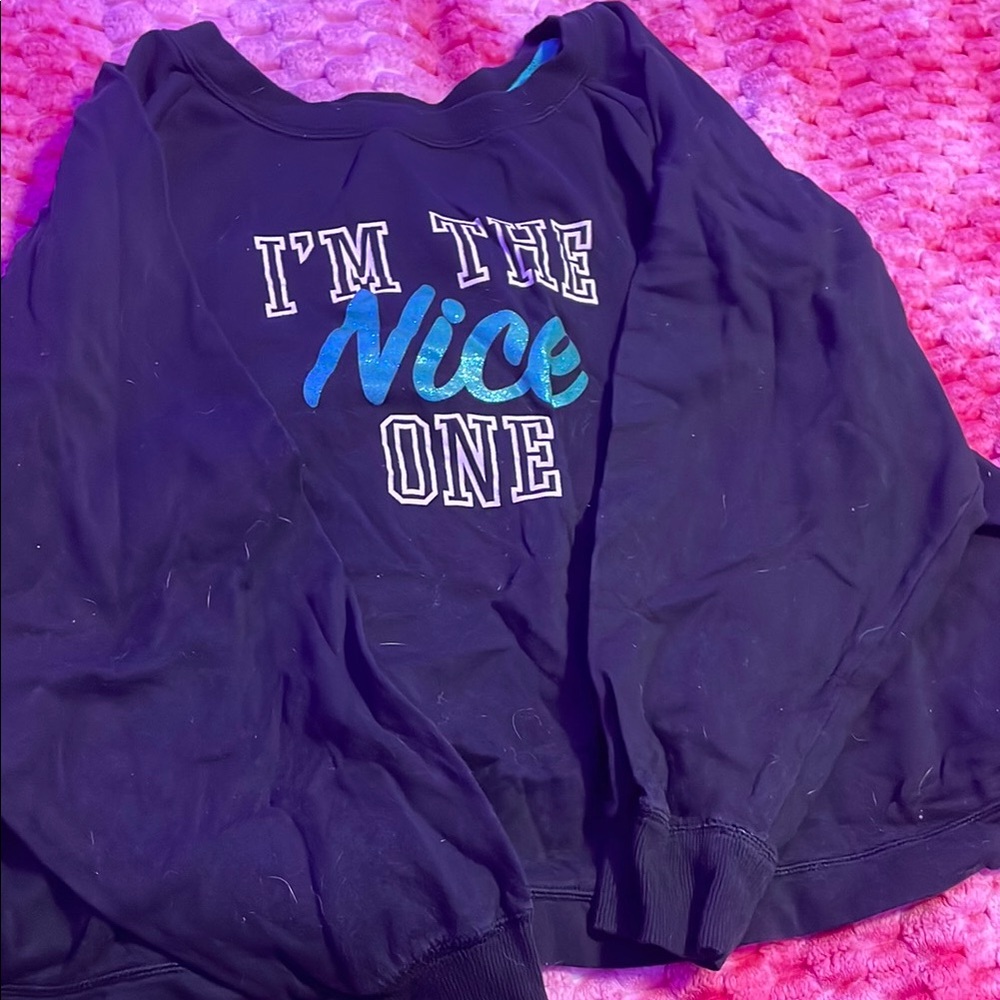Black Sweatshirt with Blue Text